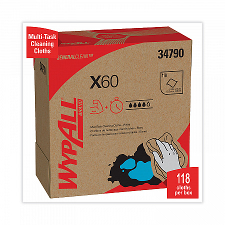 General Clean X60 Cloths, POP-UP Box, 8.34 x 16.8, White, 118/Box, 10 Boxes/Carton (34790CT)
