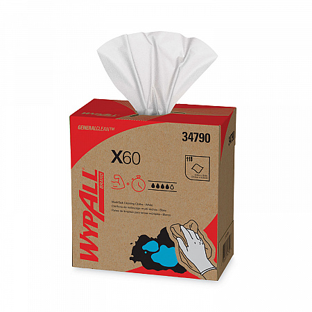 General Clean X60 Cloths, POP-UP Box, 8.34 x 16.8, White, 118/Box, 10 Boxes/Carton (34790CT)
