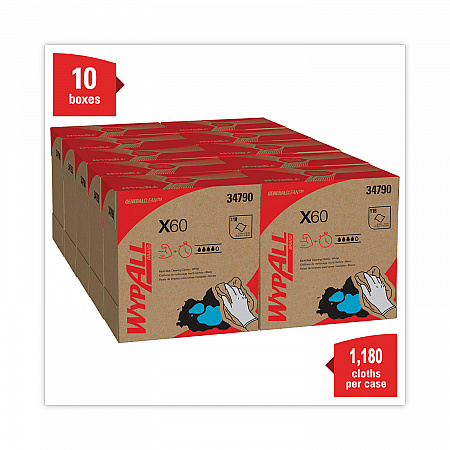 General Clean X60 Cloths, POP-UP Box, 8.34 x 16.8, White, 118/Box, 10 Boxes/Carton (34790CT)