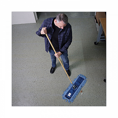 Clip-On Dust Mop Handle, Lacquered Wood, Swivel Head, 1