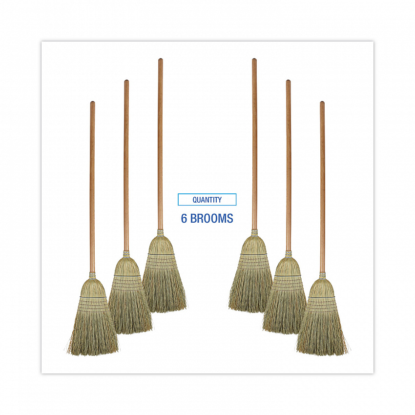 100% Corn Brooms, 60" Overall Length, Natural, 6/Carton (BR10001)