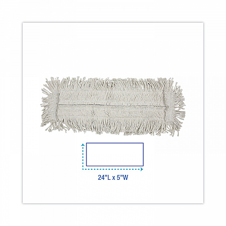 Disposable Cut End Dust Mop Head, Cotton/Synthetic, 24 x 5, White (1624)