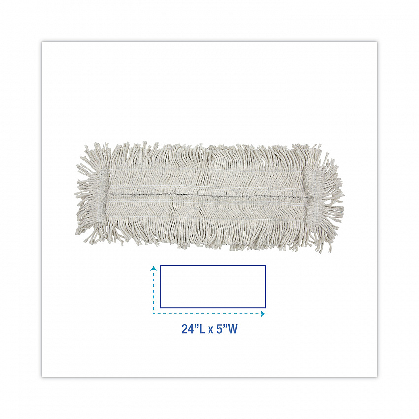 Disposable Cut End Dust Mop Head, Cotton/Synthetic, 24 x 5, White (1624)