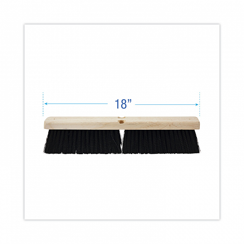 Floor Brush Head, 3" Black Medium Weight Polypropylene Bristles, 18" Brush (20618)