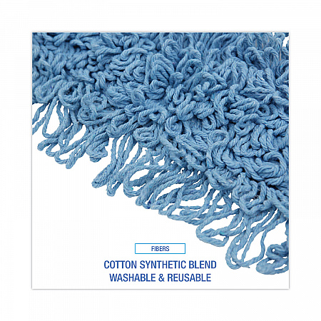Dust Mop Head, Looped-End, Cotton/Synthetic Fibers, 24 x 5, Blue (1124)