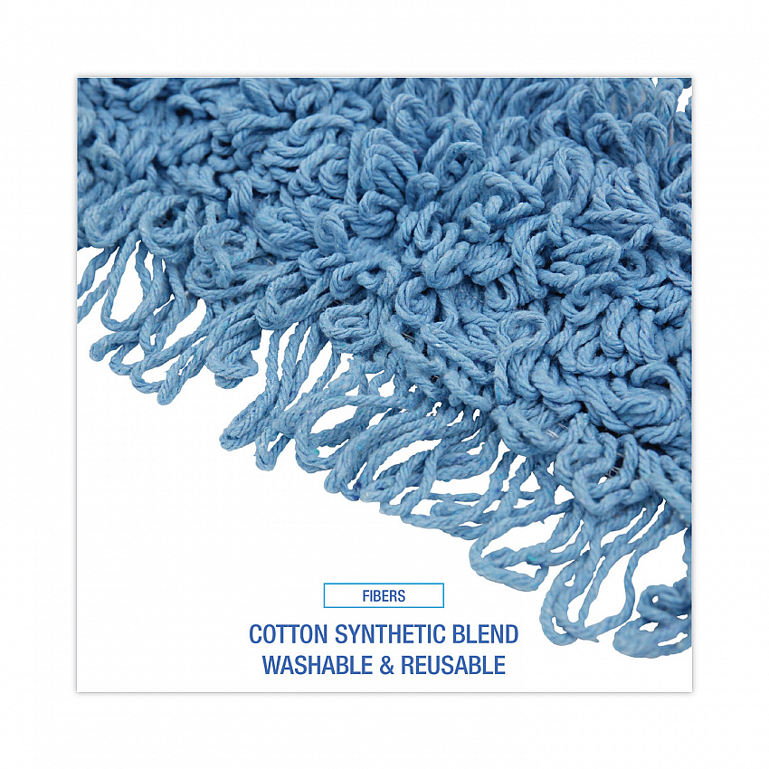 Dust Mop Head, Looped-End, Cotton/Synthetic Fibers, 24 x 5, Blue (1124)
