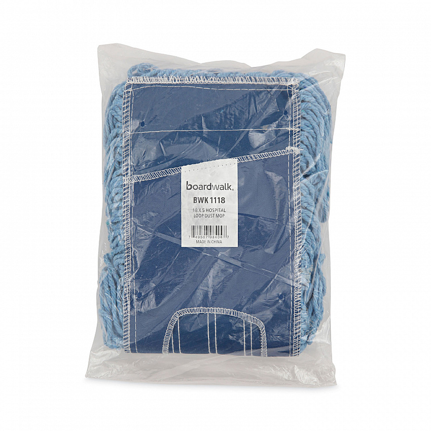 Dust Mop Head, Looped-End, Cotton/Synthetic Fibers, 18 x 5, Blue (1118)