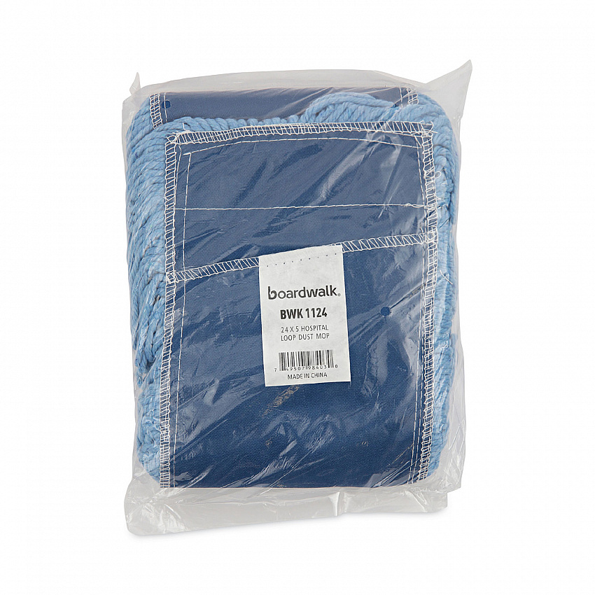 Dust Mop Head, Looped-End, Cotton/Synthetic Fibers, 24 x 5, Blue (1124)