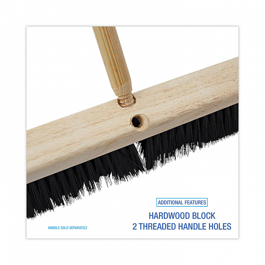 Floor Brush Head, 3" Black Medium Weight Polypropylene Bristles, 18" Brush (20618)