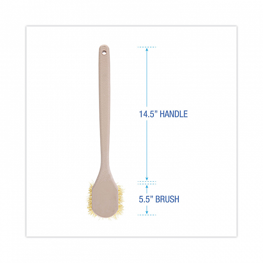 Utility Brush, Cream Polypropylene Bristles, 5.5" Brush, 14.5" Tan Plastic Handle (4320)