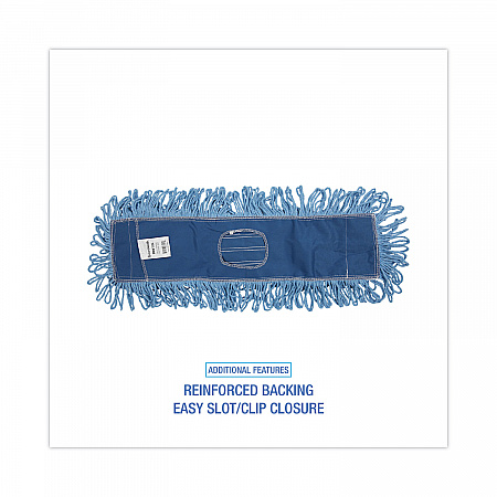 Dust Mop Head, Looped-End, Cotton/Synthetic Fibers, 24 x 5, Blue (1124)