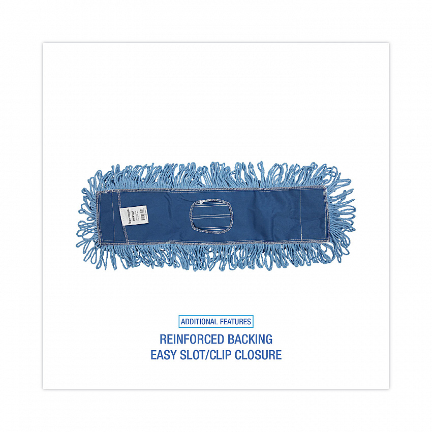 Dust Mop Head, Looped-End, Cotton/Synthetic Fibers, 24 x 5, Blue (1124)
