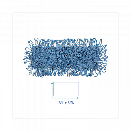 Dust Mop Head, Looped-End, Cotton/Synthetic Fibers, 18 x 5, Blue (1118)