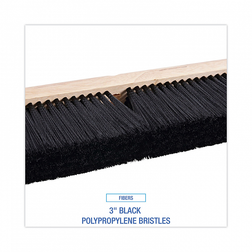 Floor Brush Head, 3" Black Polypropylene Bristles, 24" Brush (20624)