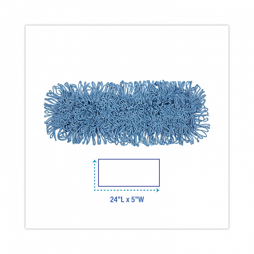 Dust Mop Head, Looped-End, Cotton/Synthetic Fibers, 24 x 5, Blue (1124)