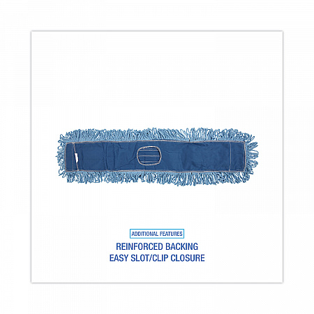 Dust Mop Head, Cotton/Synthetic Blend, 36 x 5, Looped-End, Blue (1136)