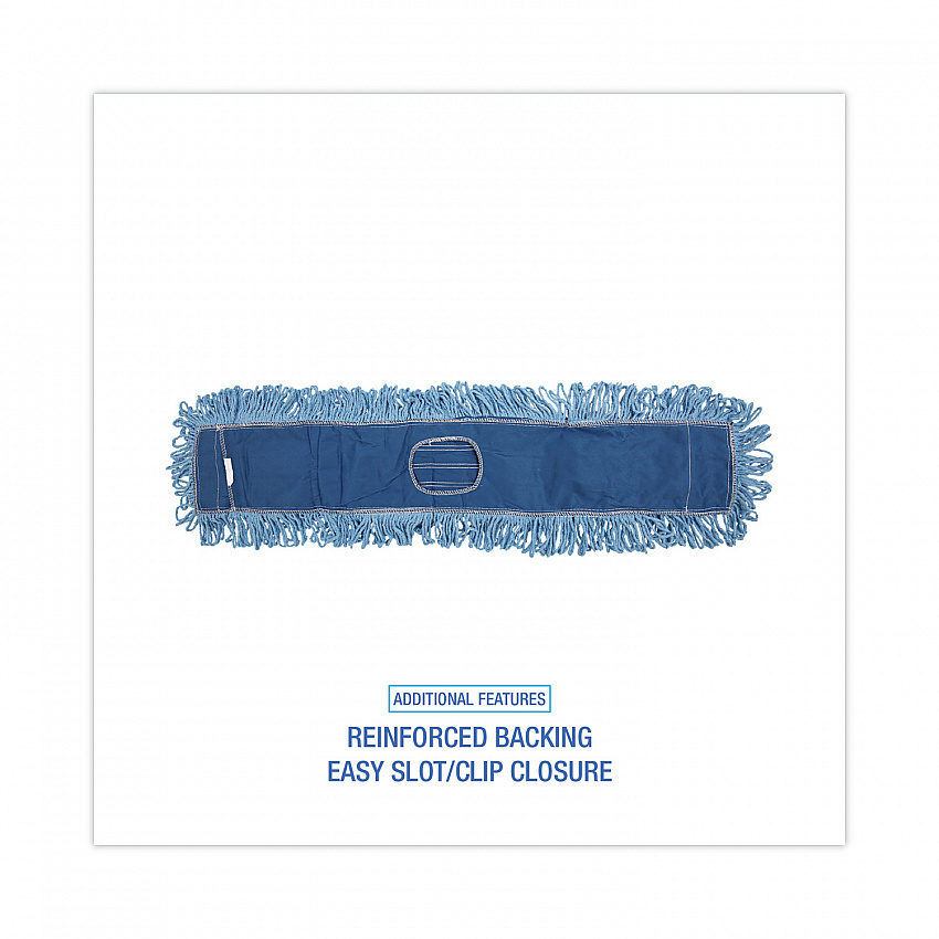 Dust Mop Head, Cotton/Synthetic Blend, 36 x 5, Looped-End, Blue (1136)
