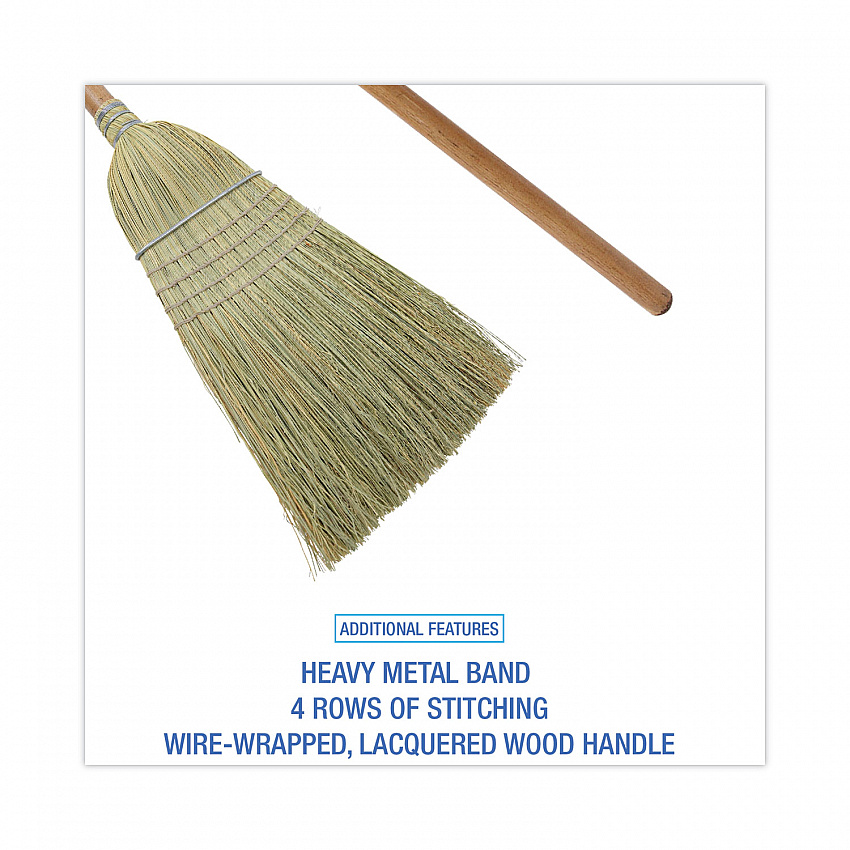 100% Corn Brooms, 60" Overall Length, Natural, 6/Carton (BR10001)