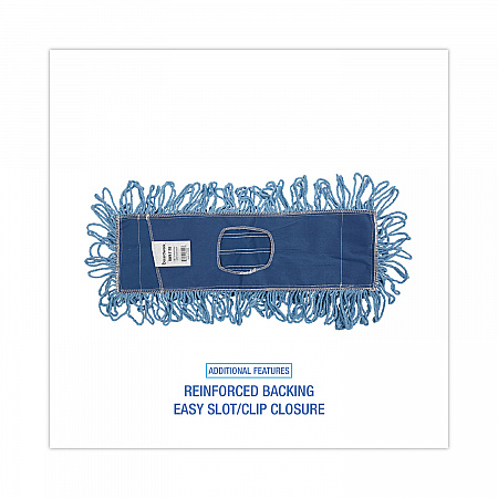 Dust Mop Head, Looped-End, Cotton/Synthetic Fibers, 18 x 5, Blue (1118)