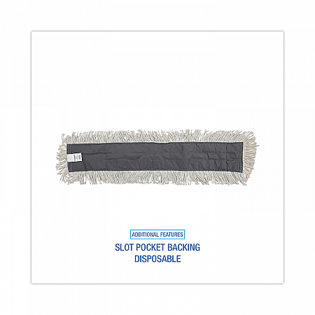 Disposable Dust Mop Head w/Sewn Center Fringe, Cotton/Synthetic, 36 x 5, White (1636)