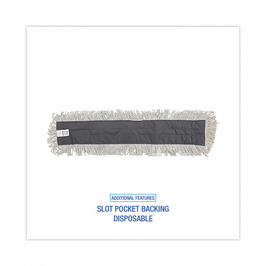 Disposable Dust Mop Head w/Sewn Center Fringe, Cotton/Synthetic, 36 x 5, White (1636)