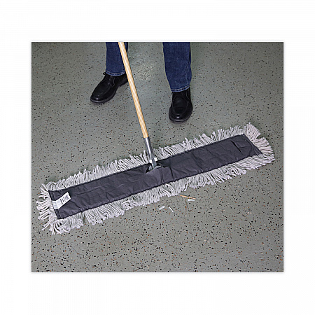 Disposable Dust Mop Head w/Sewn Center Fringe, Cotton/Synthetic, 36 x 5, White (1636)