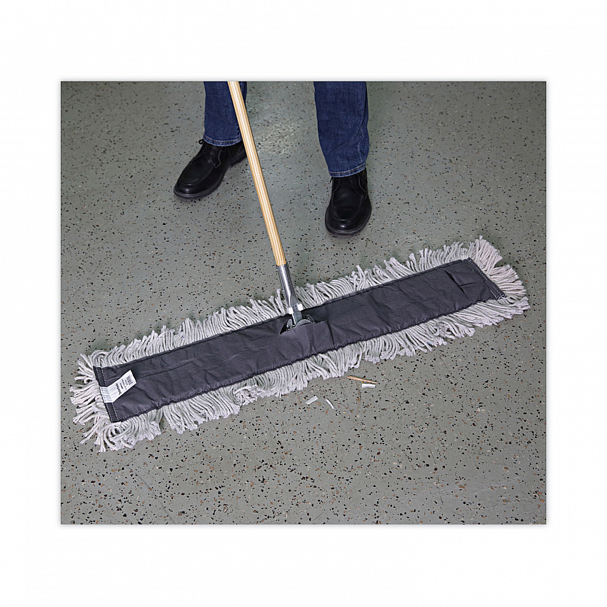 Disposable Dust Mop Head w/Sewn Center Fringe, Cotton/Synthetic, 36 x 5, White (1636)