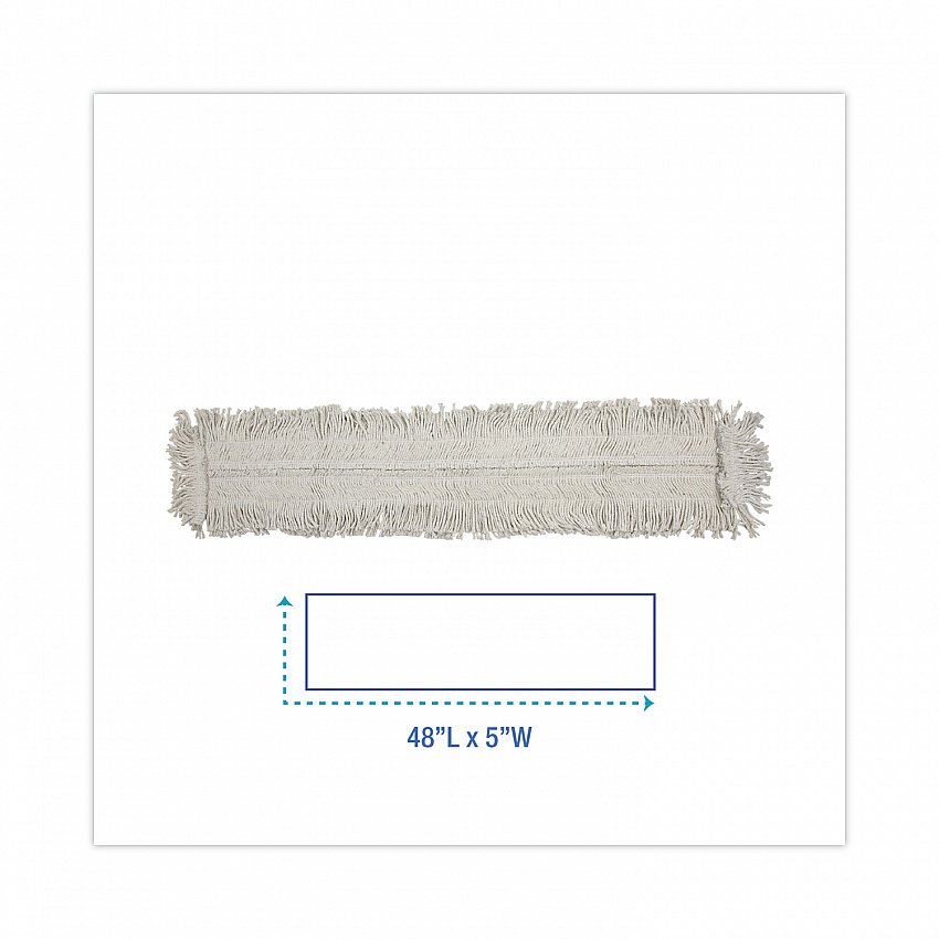 Disposable Dust Mop Head, Cotton/Synthetic Fibers, 48 x 5, White (1648)