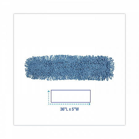 Dust Mop Head, Cotton/Synthetic Blend, 36 x 5, Looped-End, Blue (1136)