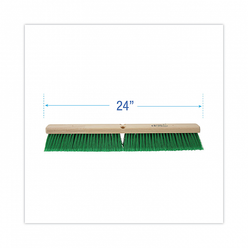 Floor Broom Head, 3" Green Flagged Recycled PET Plastic Bristles, 24" Brush (20724)