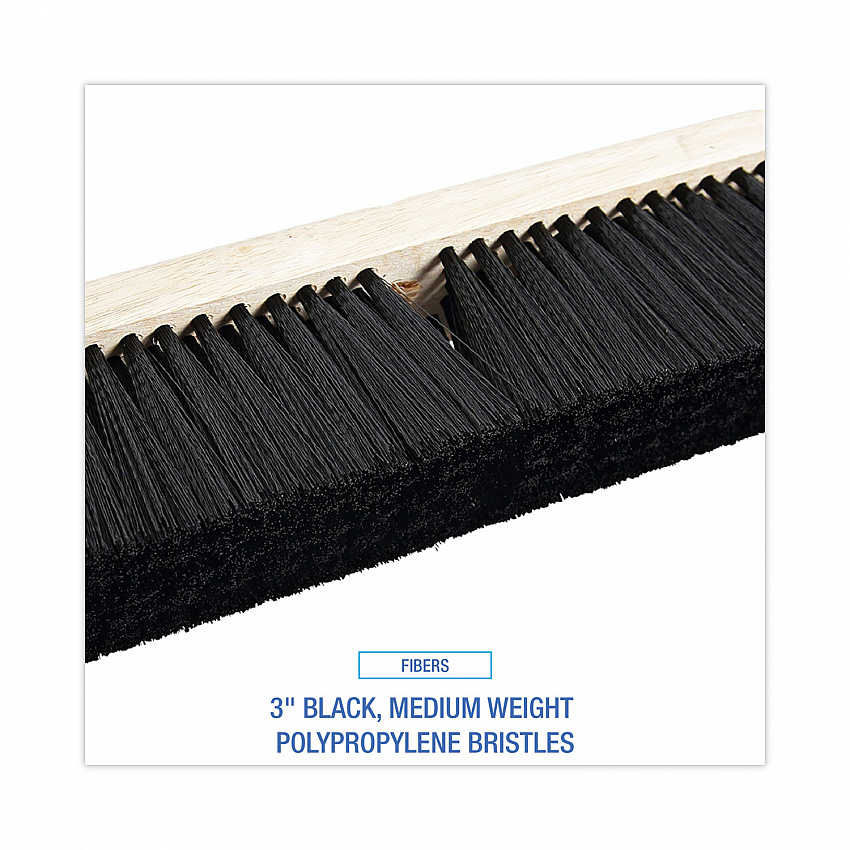 Floor Brush Head, 3" Black Medium Weight Polypropylene Bristles, 18" Brush (20618)