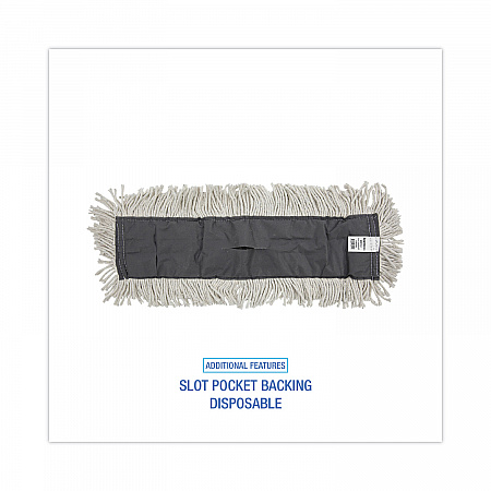 Disposable Cut End Dust Mop Head, Cotton/Synthetic, 24 x 5, White (1624)