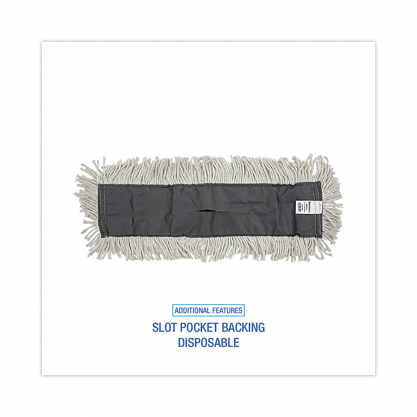Disposable Cut End Dust Mop Head, Cotton/Synthetic, 24 x 5, White (1624)