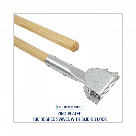 Clip-On Dust Mop Handle, Lacquered Wood, Swivel Head, 1