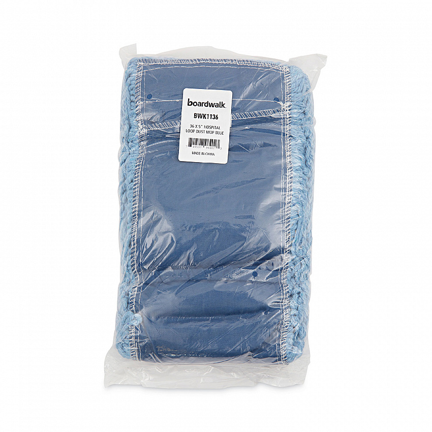 Dust Mop Head, Cotton/Synthetic Blend, 36 x 5, Looped-End, Blue (1136)