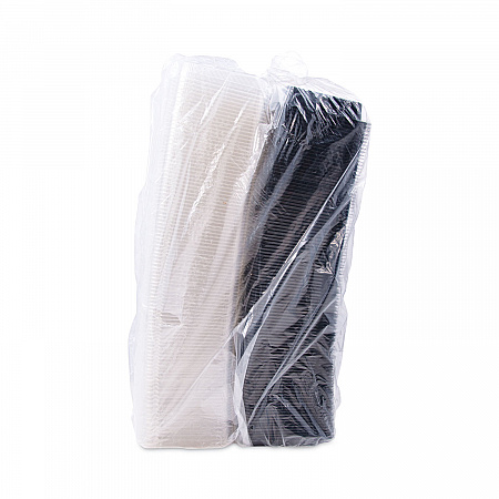 Creative Carryouts Hinged Plastic Hot Deli Boxes, 24 oz, 7.87 x 5.4 x 2.1, Black/Clear, 200/Carton (846612PS94)