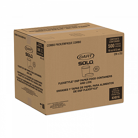 Flexstyle Double Poly Food Combo Packs, 16 oz, White, Paper, 25/Pack, 10 Packs/Carton (KHB16A)