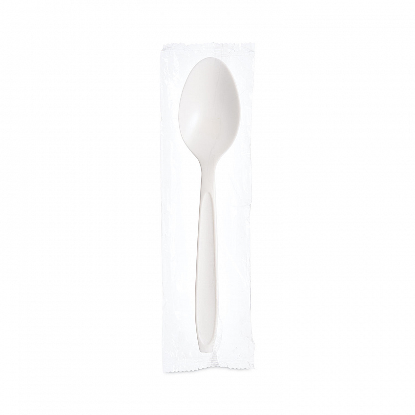 Reliance Mediumweight Cutlery, Individually Wrapped, Spoon, Plastic, White, 1,000/Carton (RSW3)