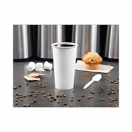 Single-Sided Poly Paper Hot Cups, 20 oz, White, 600/Carton (420W)