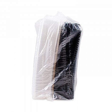 Creative Carryouts Hinged Plastic Hot Deli Boxes, Medium Snack Box, 18 oz, 6.22 x 5.9 x 2.1, Black/Clear, 200/Carton (851611PS94)