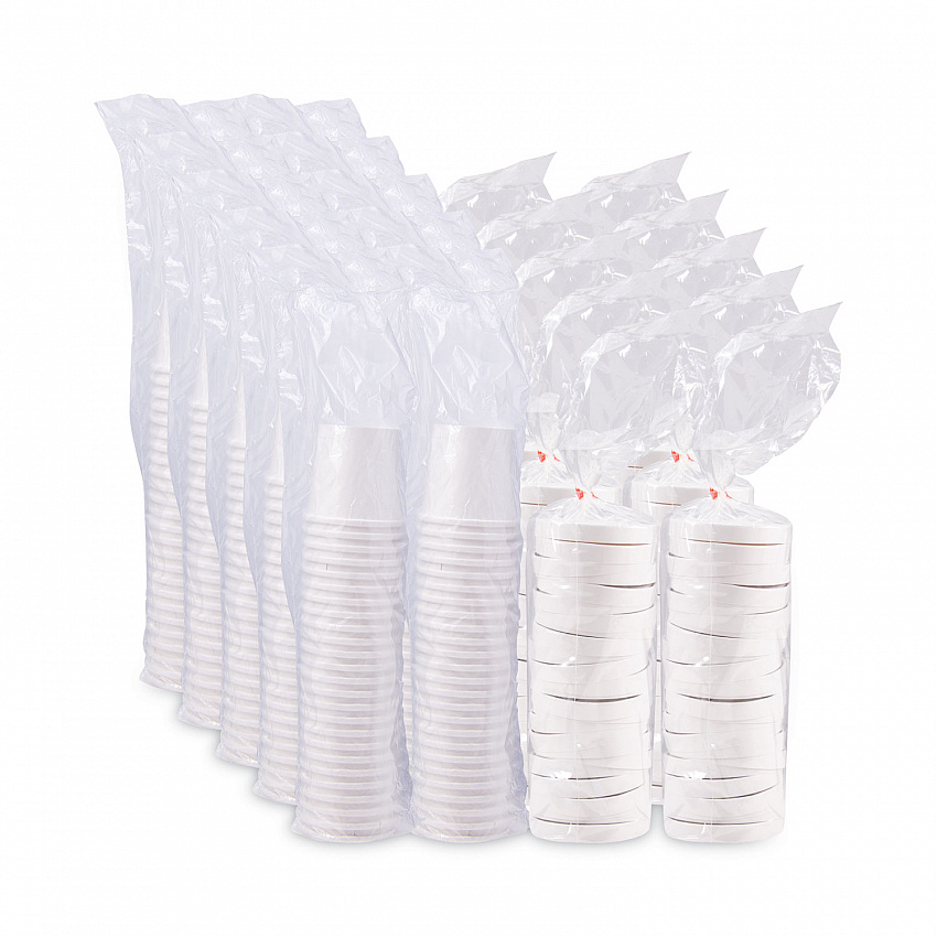 Flexstyle Double Poly Food Combo Packs, 16 oz, White, Paper, 25/Pack, 10 Packs/Carton (KHB16A)