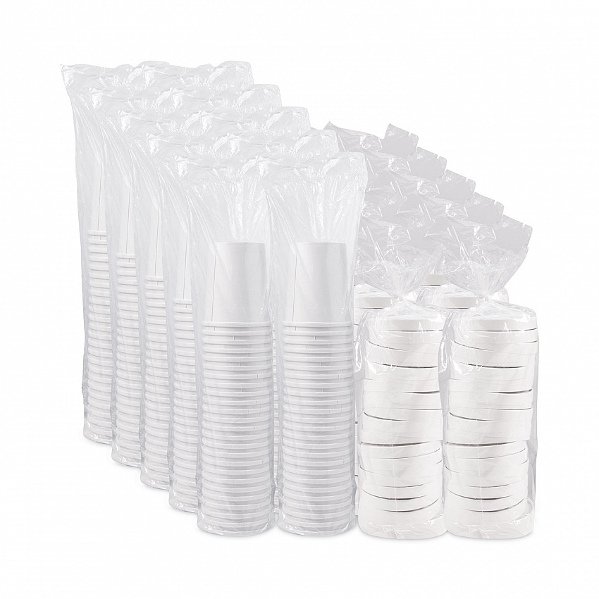 Flexstyle Double Poly Food Combo Packs, 32 oz, White, Paper, 25 Cups and 25 Lids/Pack, 10 Packs/Carton (KHB32A)