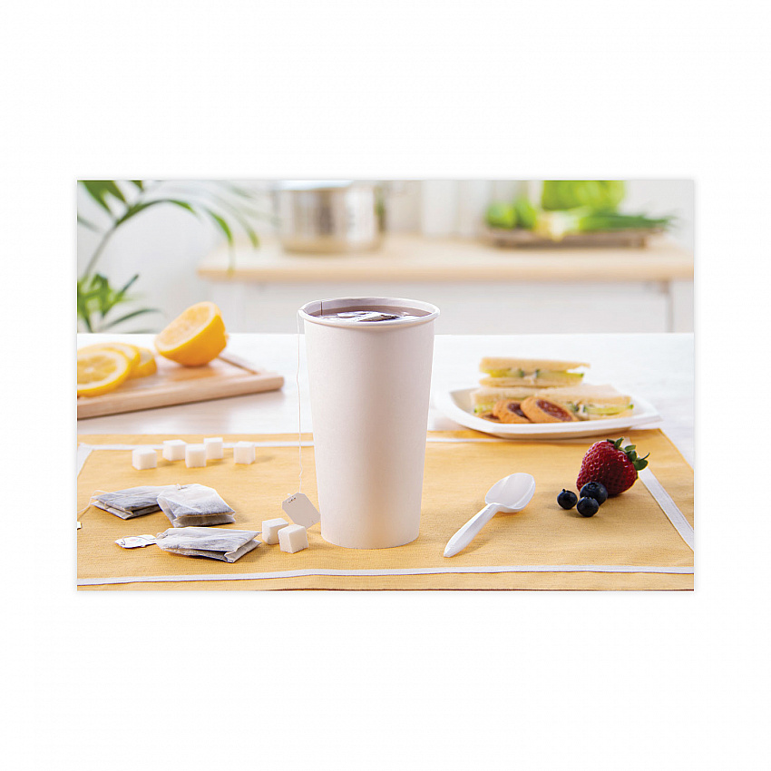 Single-Sided Poly Paper Hot Cups, 20 oz, White, 600/Carton (420W)