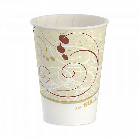 Symphony Design Wax-Coated Paper Cold Cups, ProPlanet Seal, 9 oz, White/Beige/Red, 100/Sleeve, 20 Sleeves/Carton (R9NSYM)