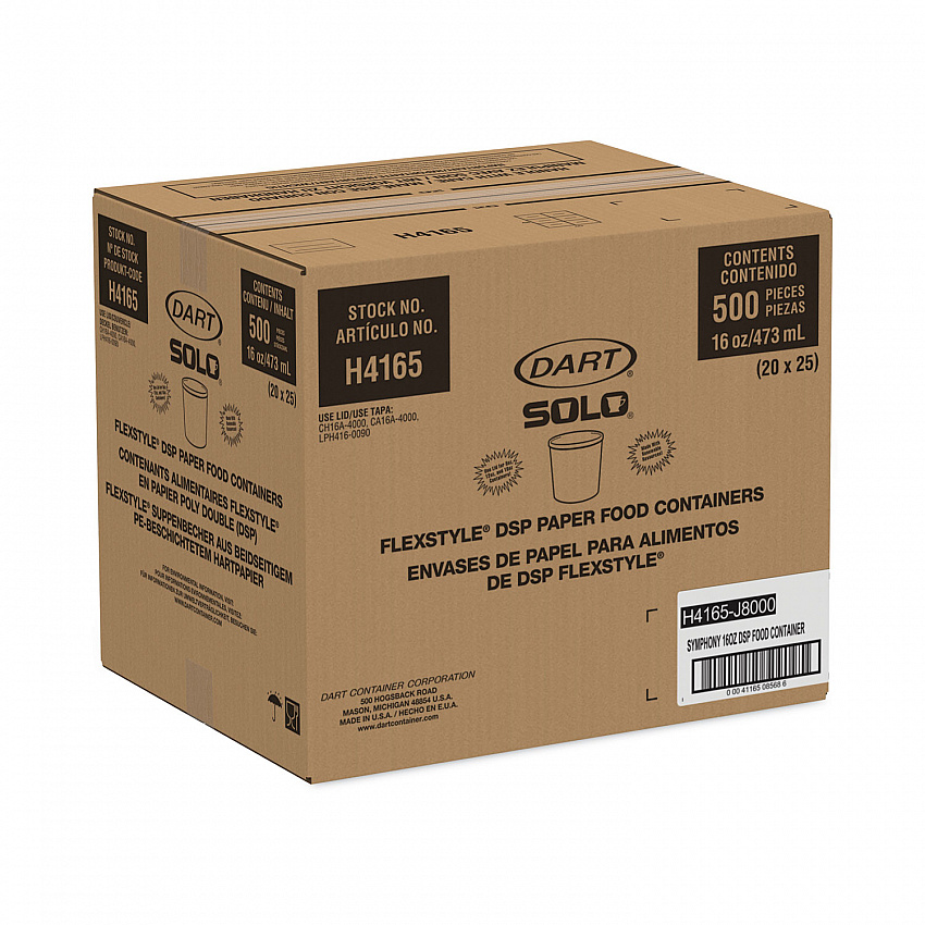 Flexstyle Double Poly Paper Containers, 16 oz, Symphony Design, Paper, 25/Pack, 20 Packs/Carton (H4165SYM)