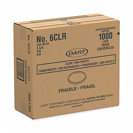Non-Vented Container Lids, Clear, Plastic, 100/Pack, 10 Packs/Carton (6CLR)