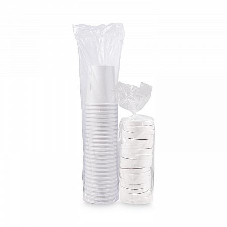 Flexstyle Double Poly Food Combo Packs, 32 oz, White, Paper, 25 Cups and 25 Lids/Pack, 10 Packs/Carton (KHB32A)