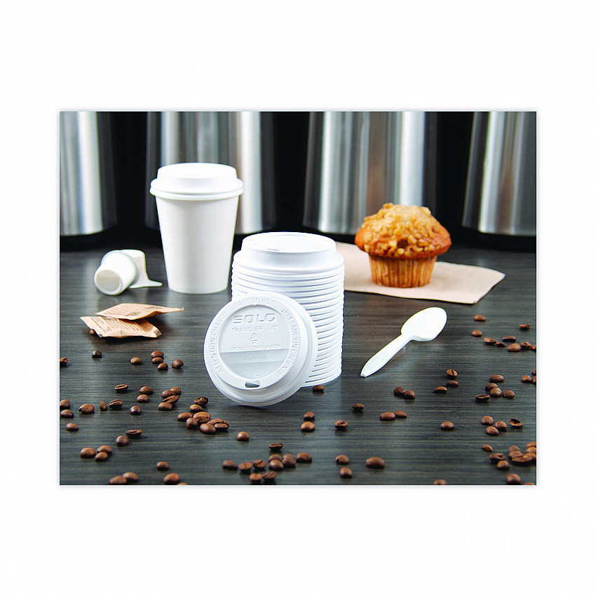 Traveler Dome Hot Cup Lid, Fits 8 oz Hot Cups, Plastic, White, 100/Pack, 10 Packs/Carton (TL38R2)