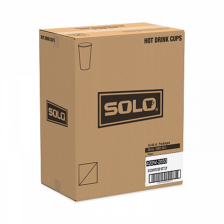 Single-Sided Poly Paper Hot Cups, 20 oz, White, 600/Carton (420W)