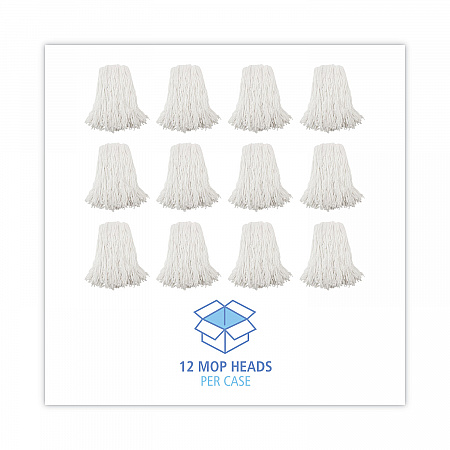 Premium Cut-End Wet Mop Heads, Rayon, 16 oz, White, 12/Carton (216RCT)